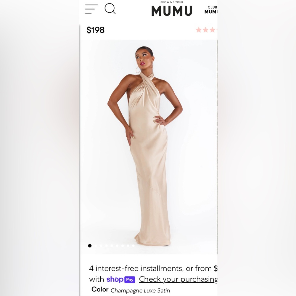 Show Me Your MuMu Jasmine Halter Maxi Dress in Champagne Luxe Satin